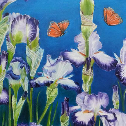 Iris im See – Öl auf Leinwand
